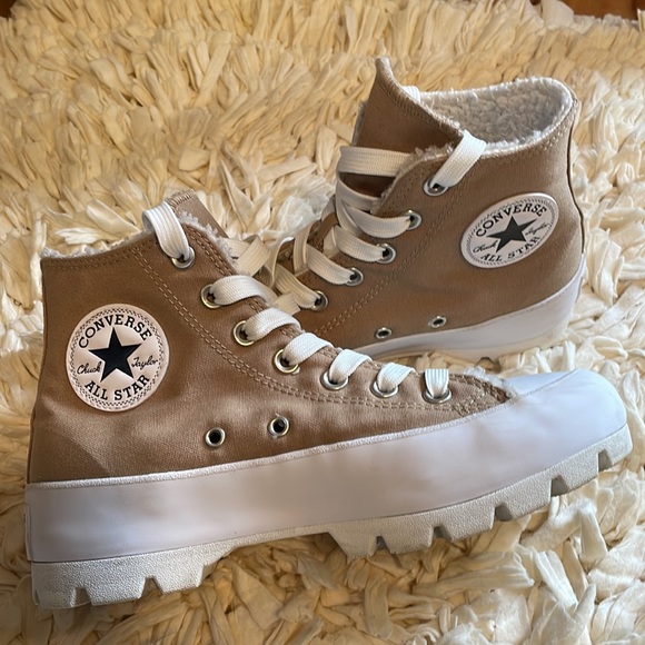 Converse all-star platform high top sneakers with faux Sherling lining - Picture 10 of 11